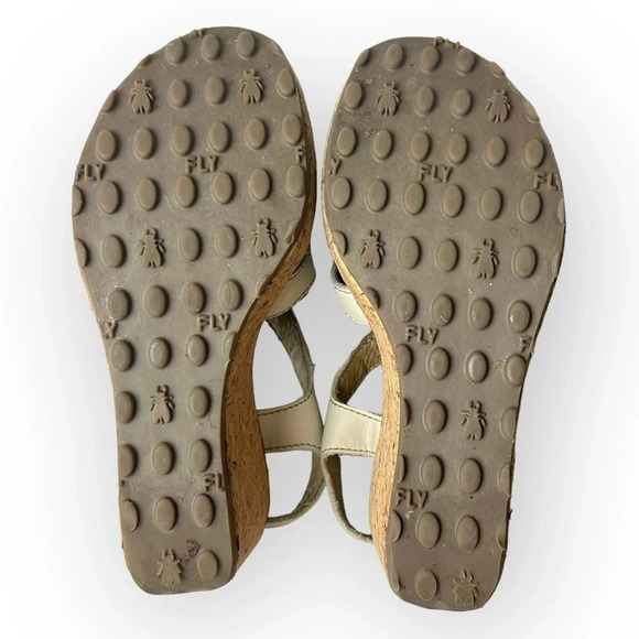 Fly London Grin White Cork Wedge Sandals 38 - Picture 5 of 7